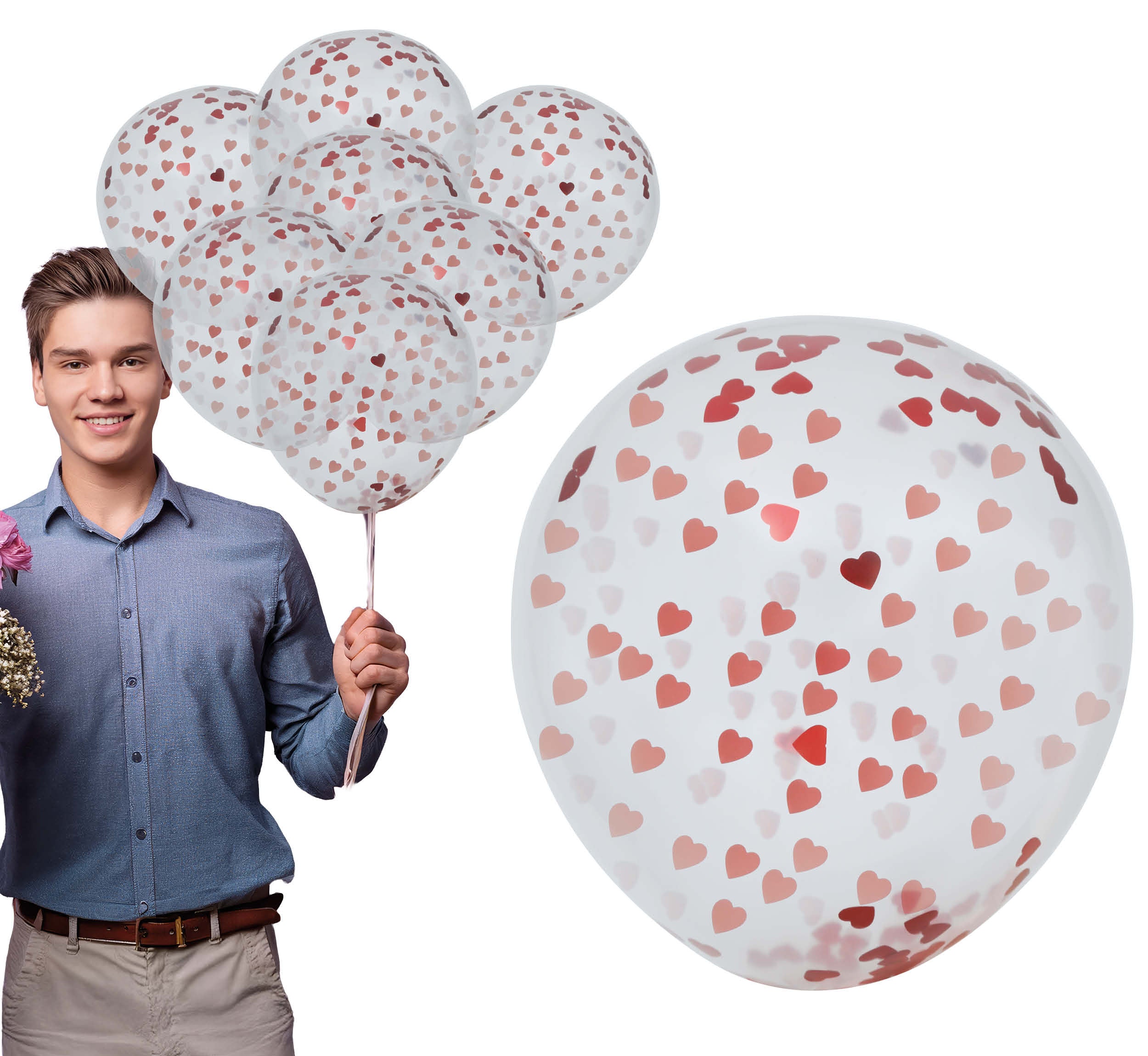 GP31214 – Herzballons Sommerfeiern Abschluss – Farbe: Rot / Weiß