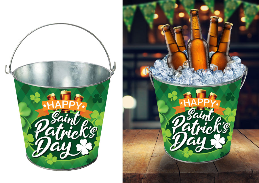 St Patricks Day Eimer 19 x 23 cm Kleeblatt
