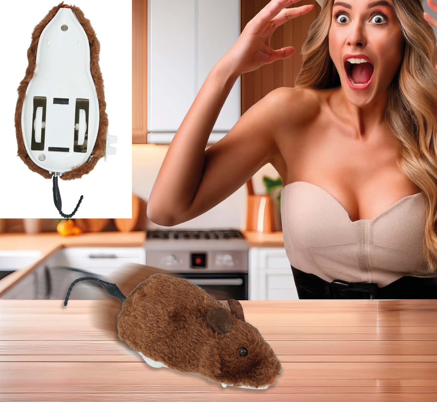 Scherz Ratte 16 cm mit Schnur braun