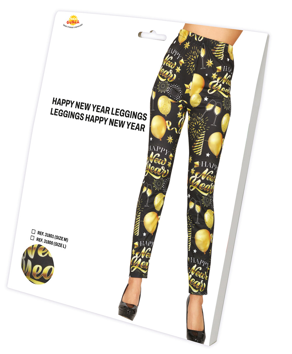 GP31800 – Silvester Glamour Leggings Feuerwerk – Größe: 42 - 44 (L), 38 - 40 (M) – Farbe: Schwarz