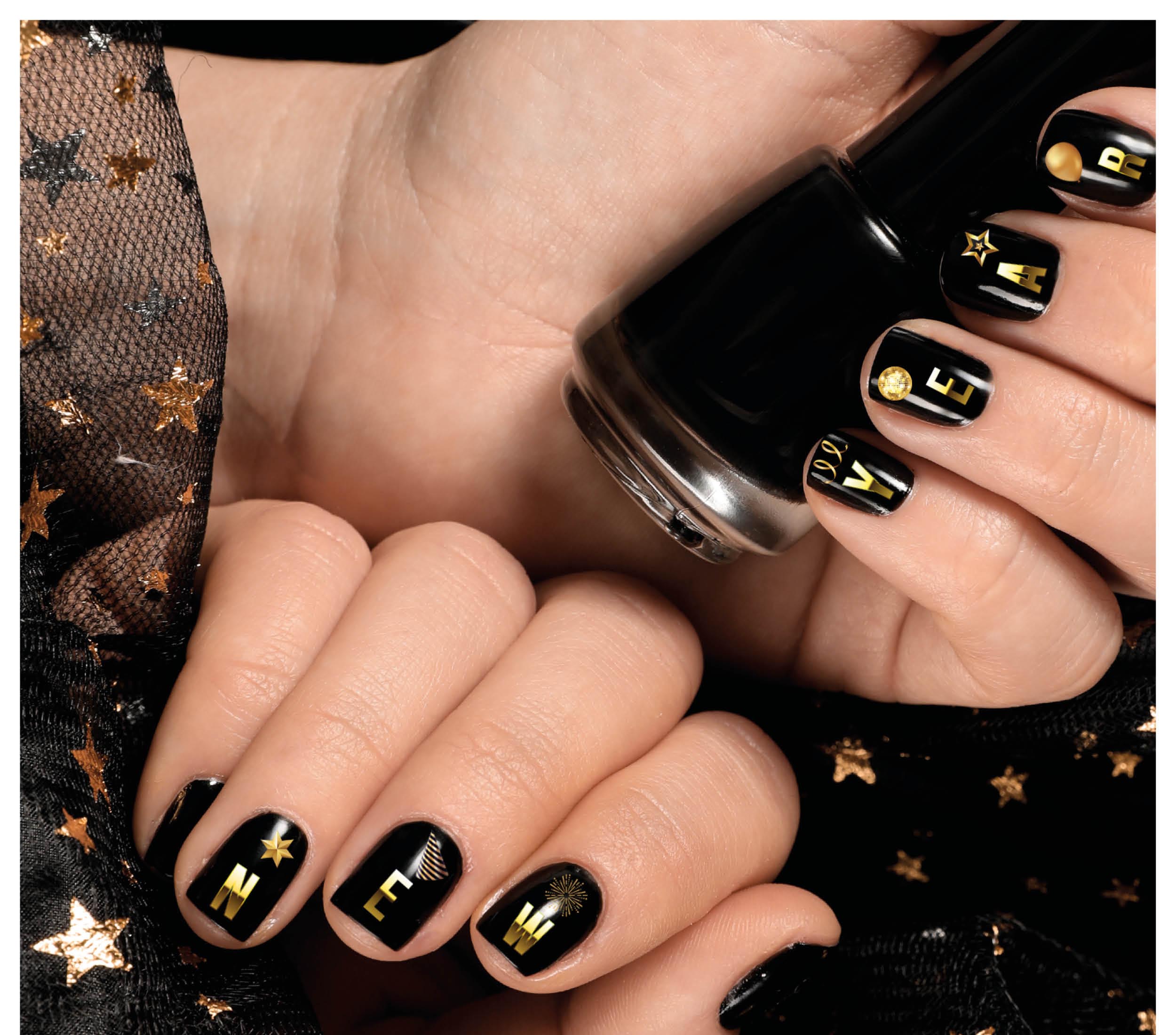 GP31811 – Silvester Nagelsticker Elegante Designs – Farbe: Mehrfarbig, Gold