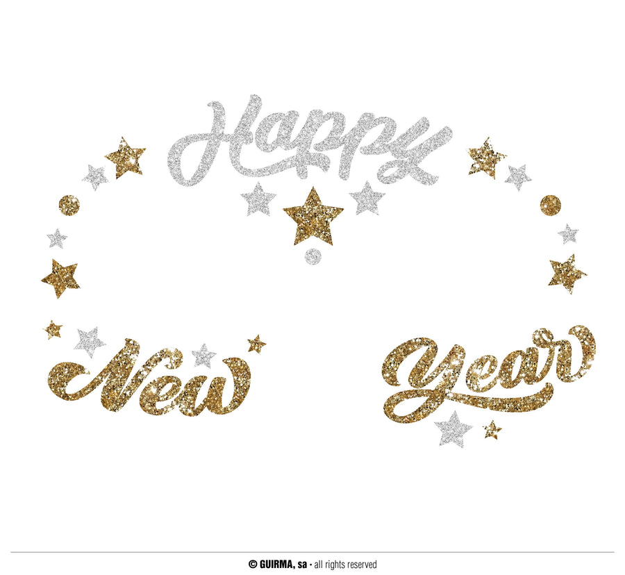 GP31814 – Silvester Glitzer Gesicht Sticker Neujahr – Farbe: Gold, Ansicht 2
