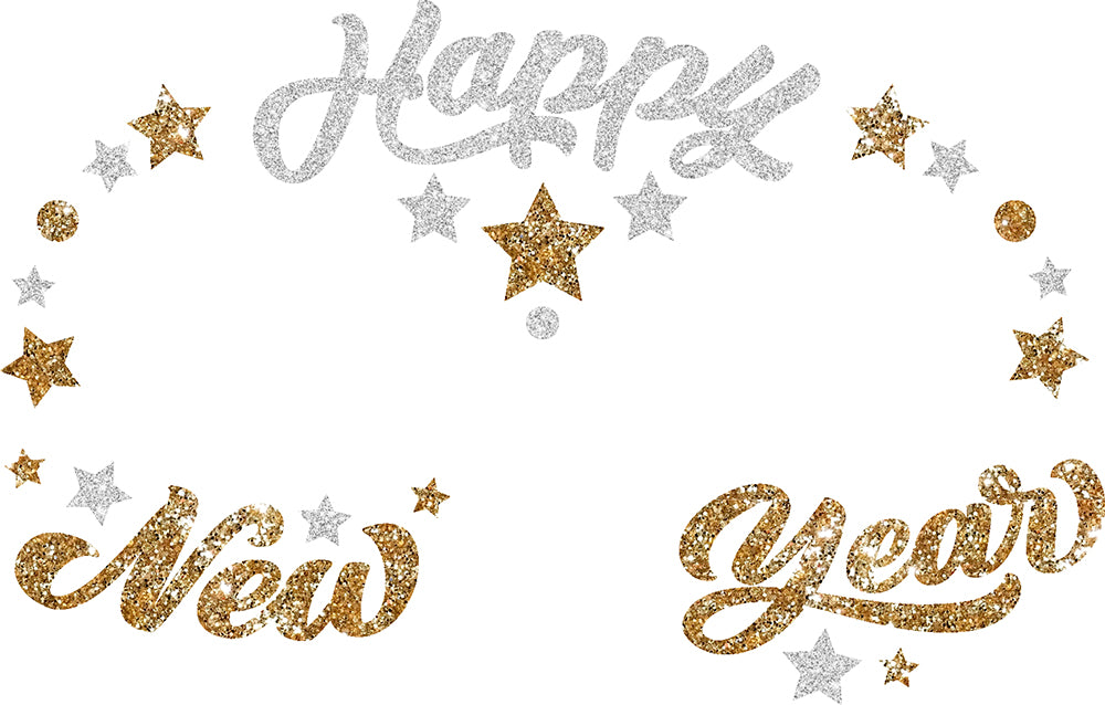 GP31814 – Silvester Glitzer Gesicht Sticker Neujahr – Farbe: Gold