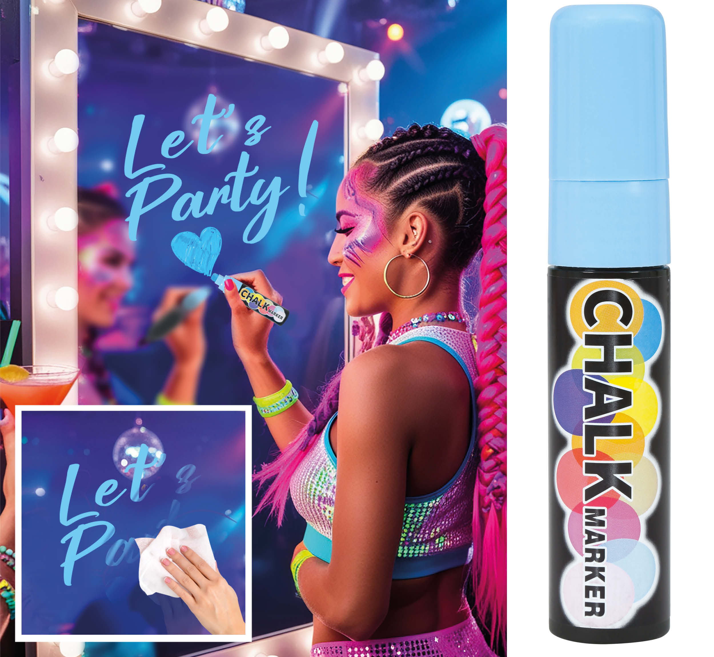 GP31900 – Karneval Partyflair Blauer Tafelmarker – Farbe: Blau