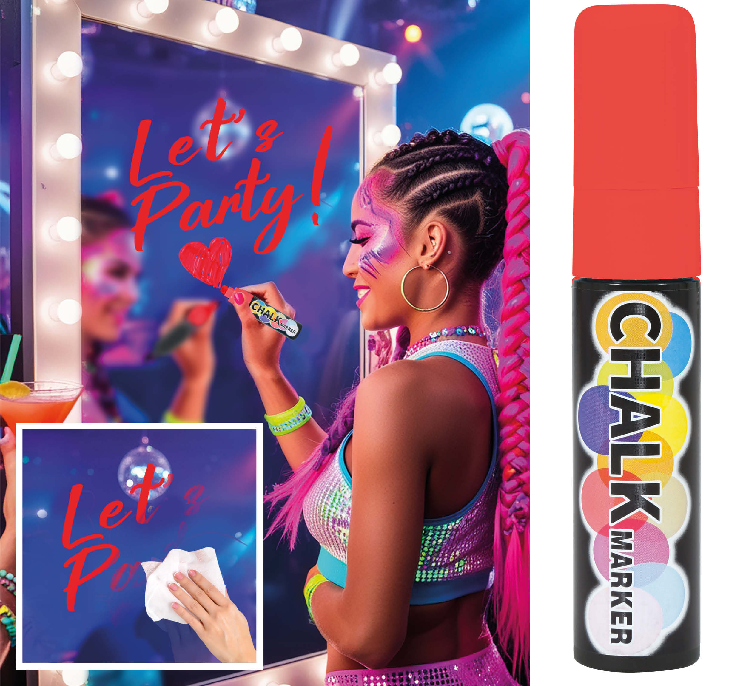 GP31902 – Party Marker Karneval Dekoration – Farbe: Rot