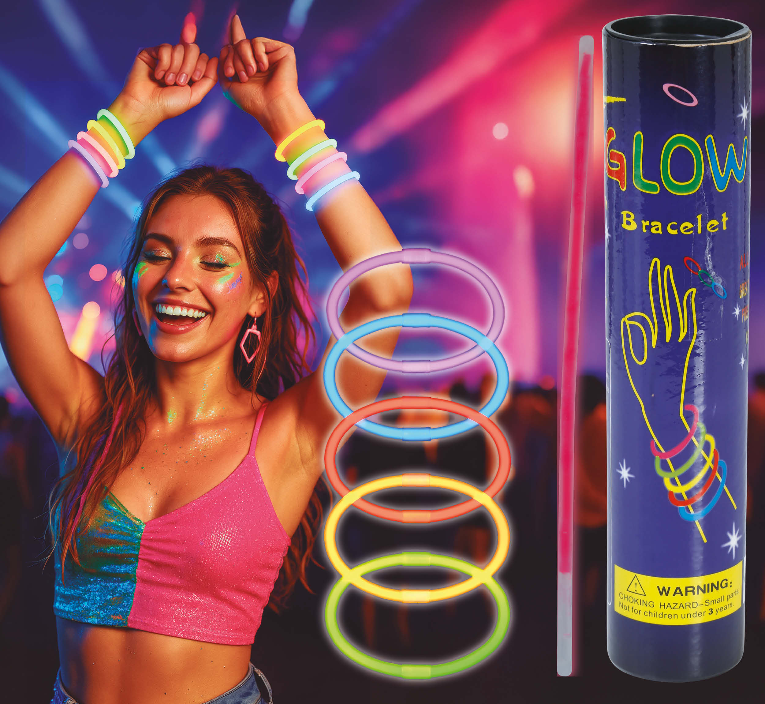 GP31905 – Karneval Spaß Neon Armbänder – Farbe: Mehrfarbig