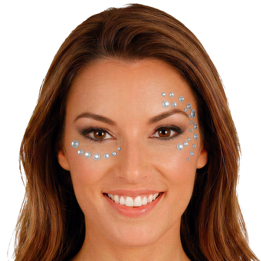 Strass Gesichtsschmuck für Damen 6 x 13 cm silber