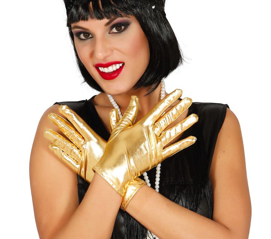 GP17871 – Glanz Handschuhe für Damen 22 cm Lackoptik – Farbe: Gold