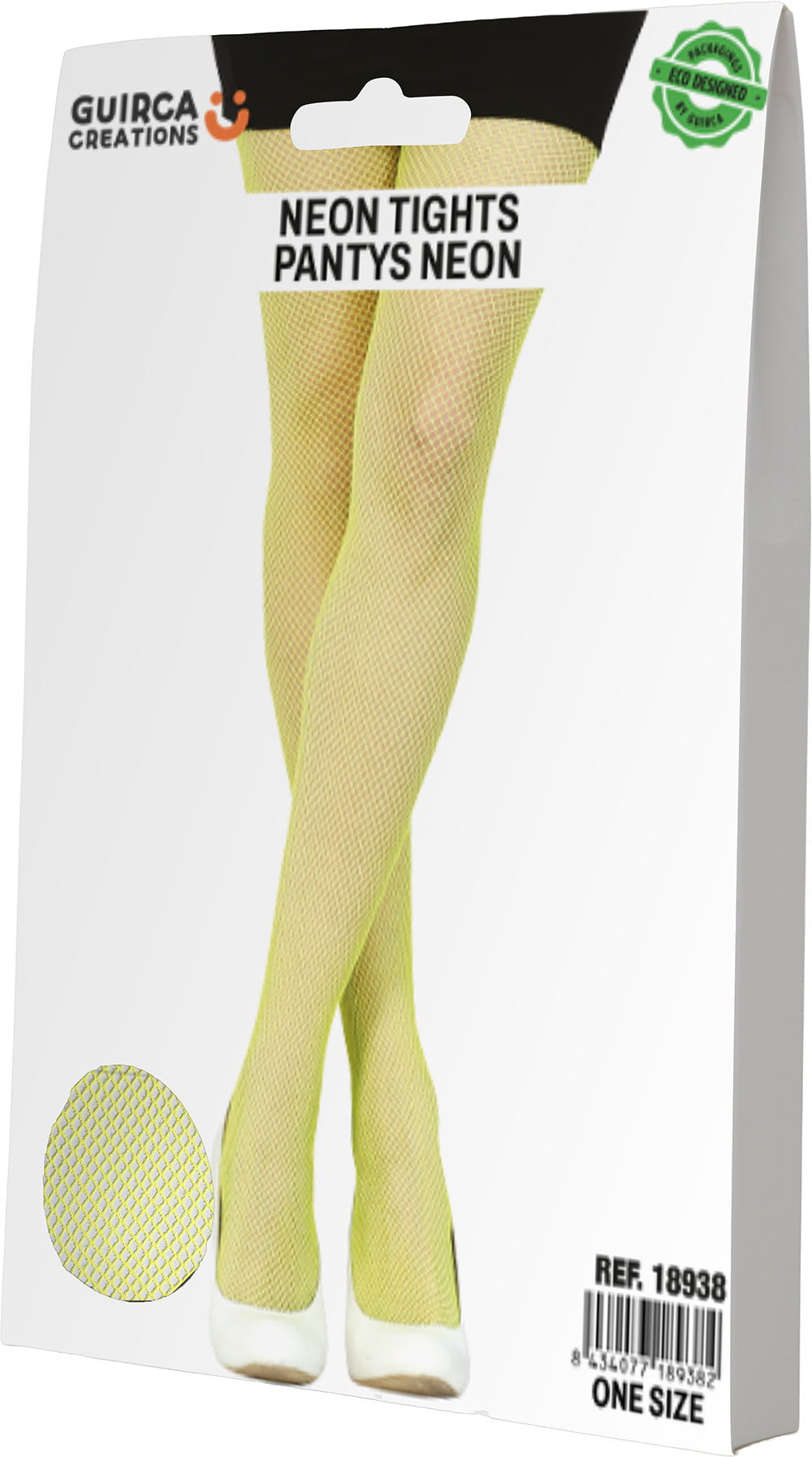 GP18939 – Neon Netzstrumpfhose für Damen 80er Jahre – Farbe: Gelb