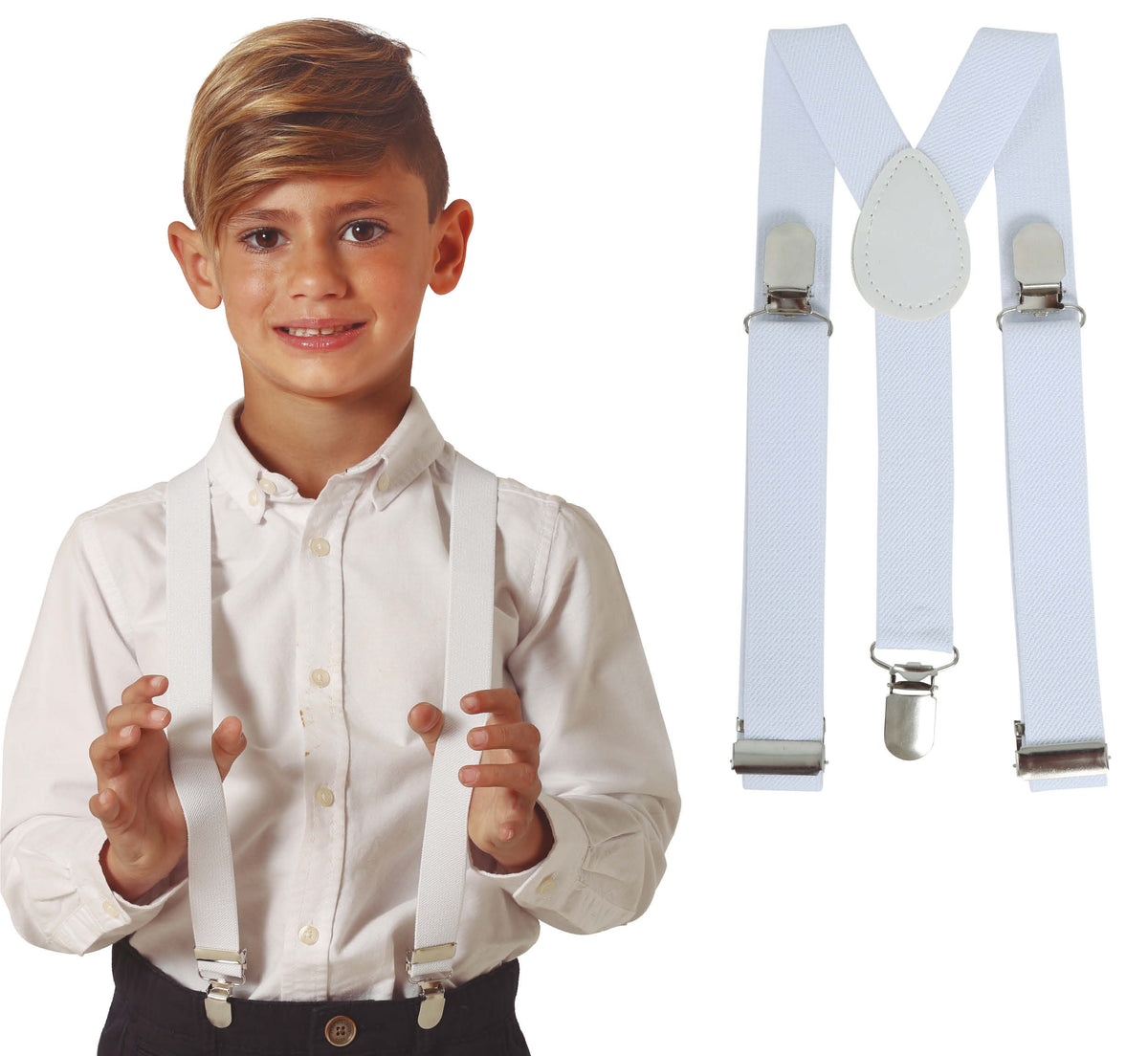 GP17884 – Hosenträger für Kinder mit Clips – Farbe: Weiß