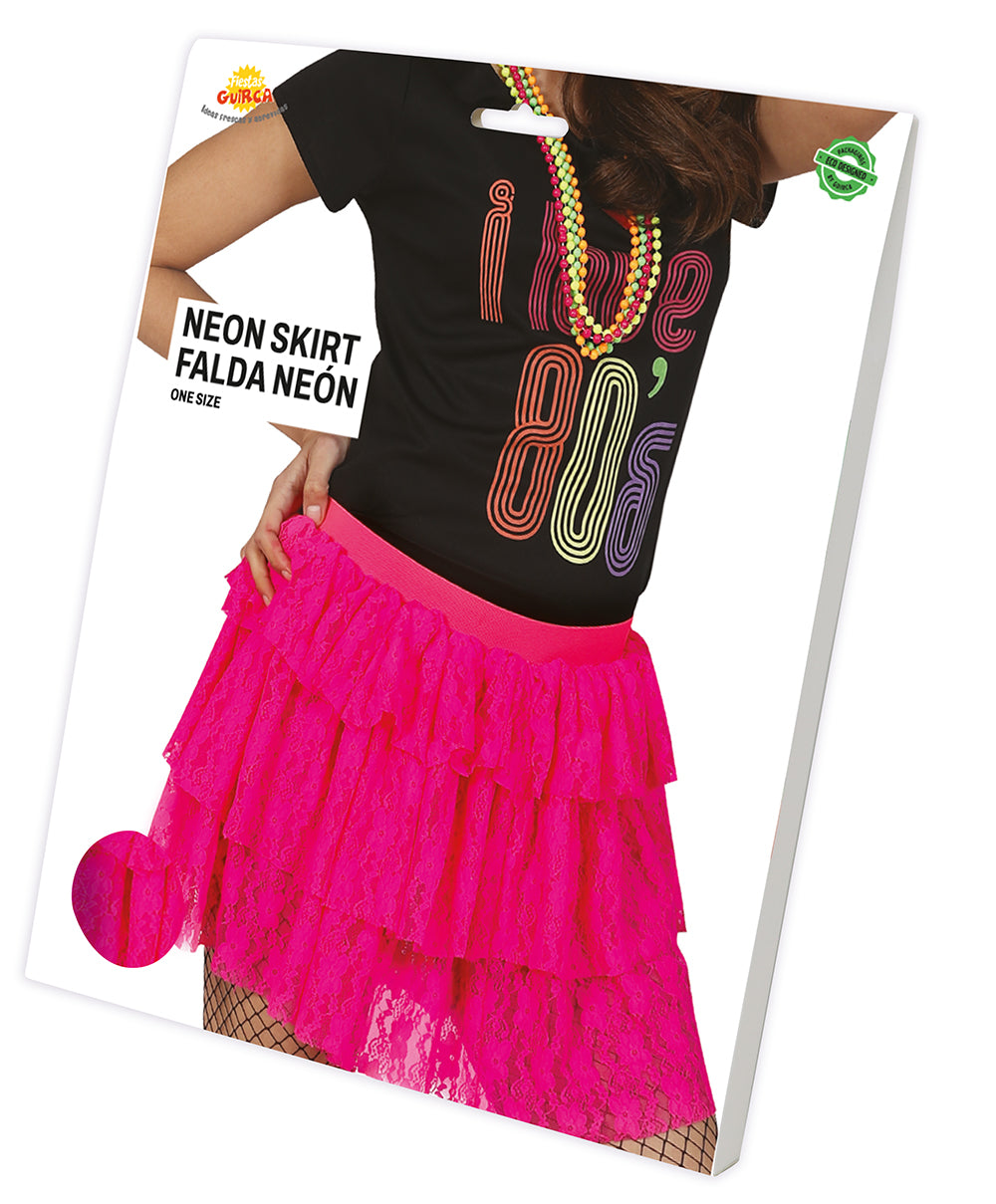 GP18940 – 80er Jahre Spitzenrock für Damen – Farbe: Pink