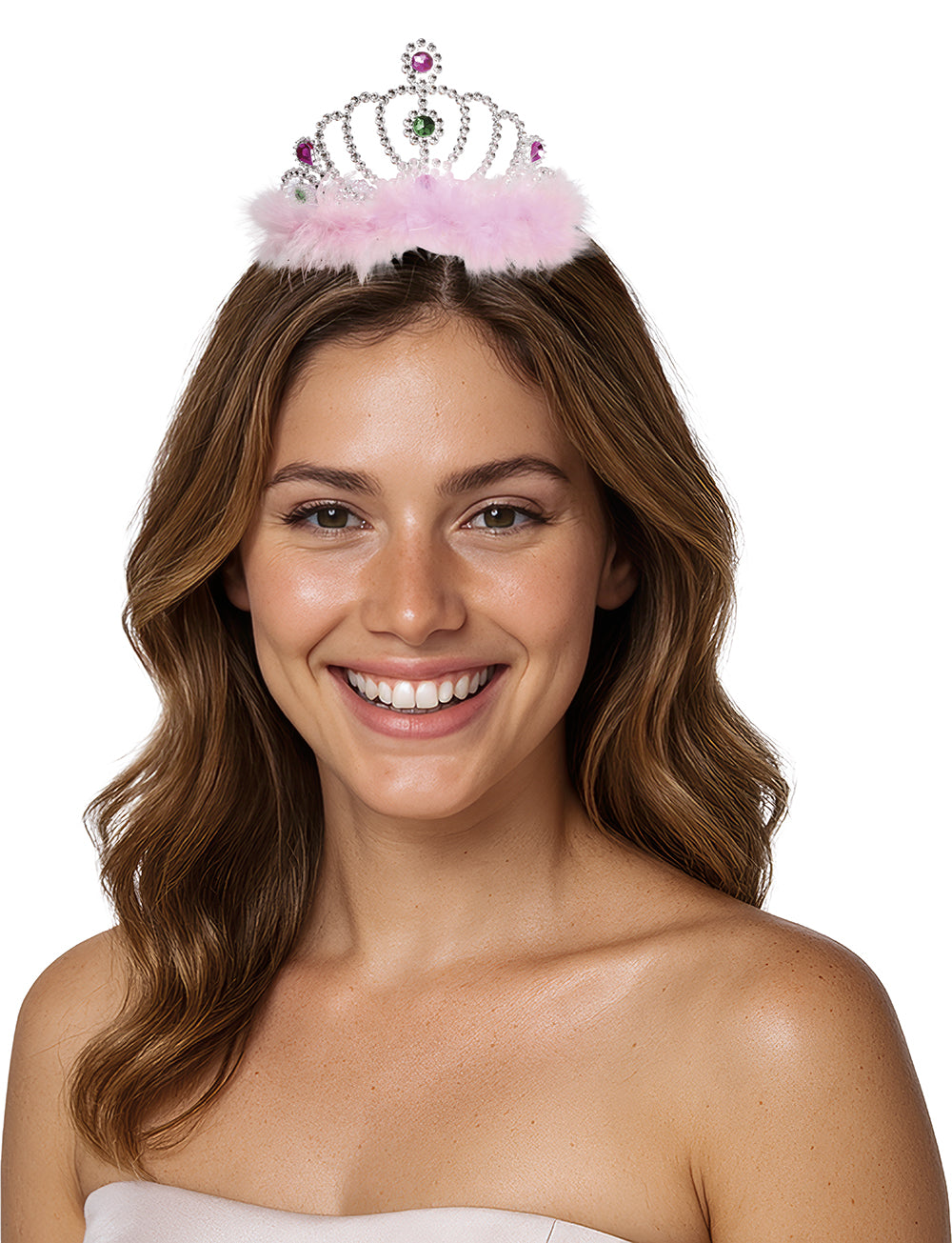 GP16030 – Prinzessin Diadem für Damen silber mit Marabu – Farbe: Silber