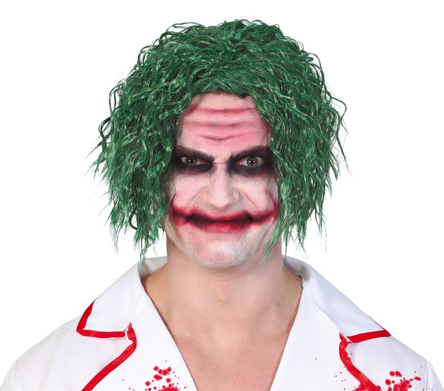 Clown Perücke für Herren grün gelockt