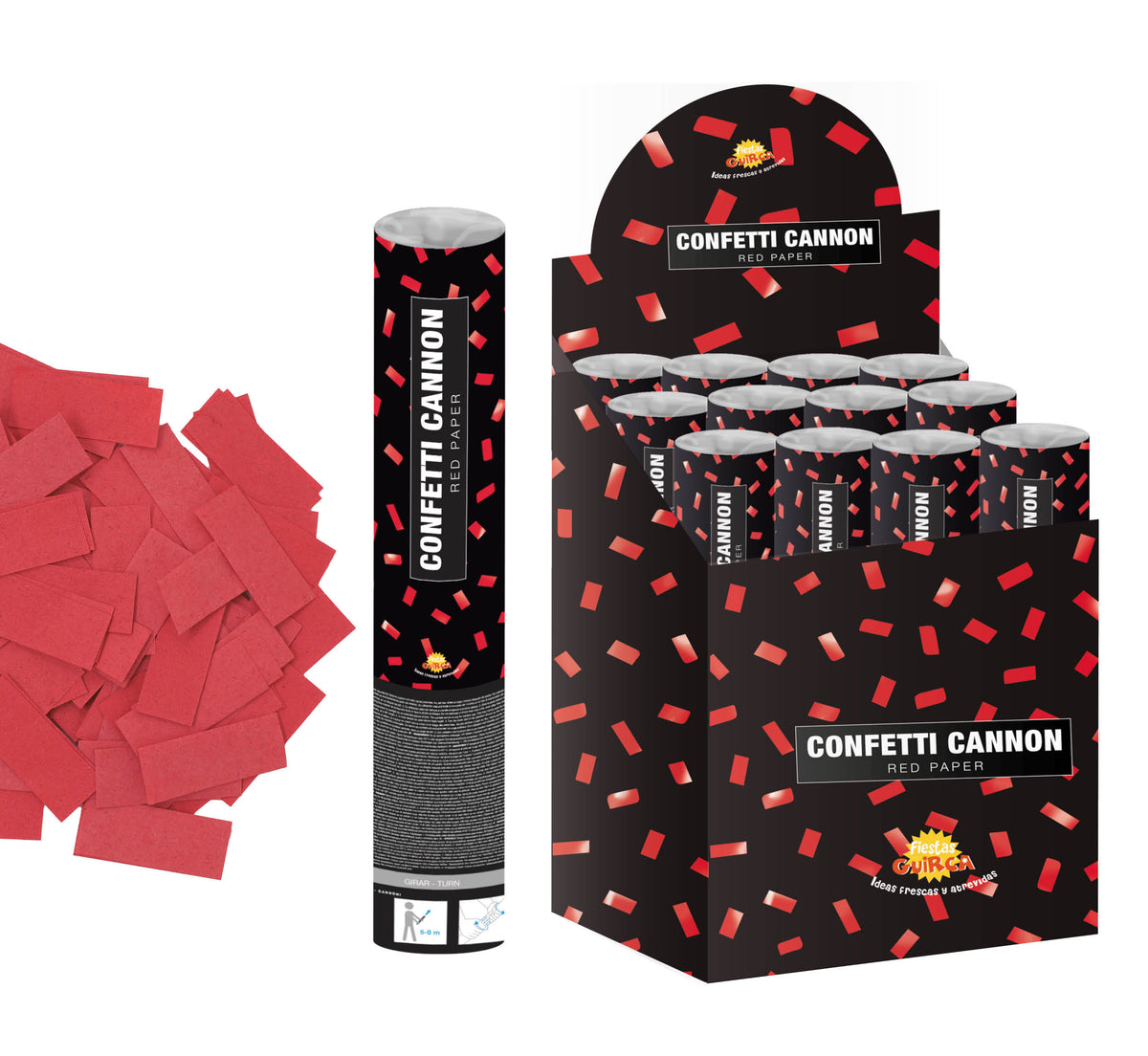 GP14022 – Konfetti Kanone 40 cm einfarbig – Farbe: Rot