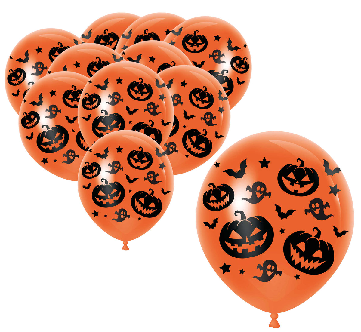GP31500 – Halloween Luftballons 30 cm 10 Stück – Farbe: Orange, Kürbis + Geist