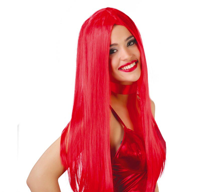GP4174 – Dämonische Halloween Perücke Lang Rot – Farbe: Rot