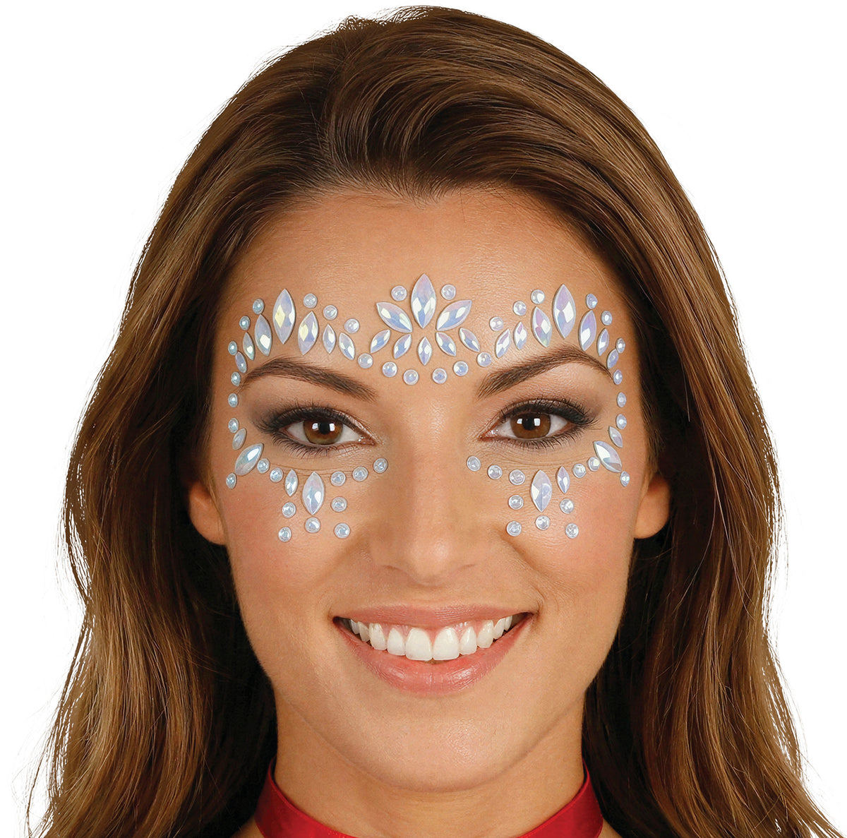 GP15825 – Strass Gesichtsschmuck für Erwachsene leuchtend – Farbe: Silber
