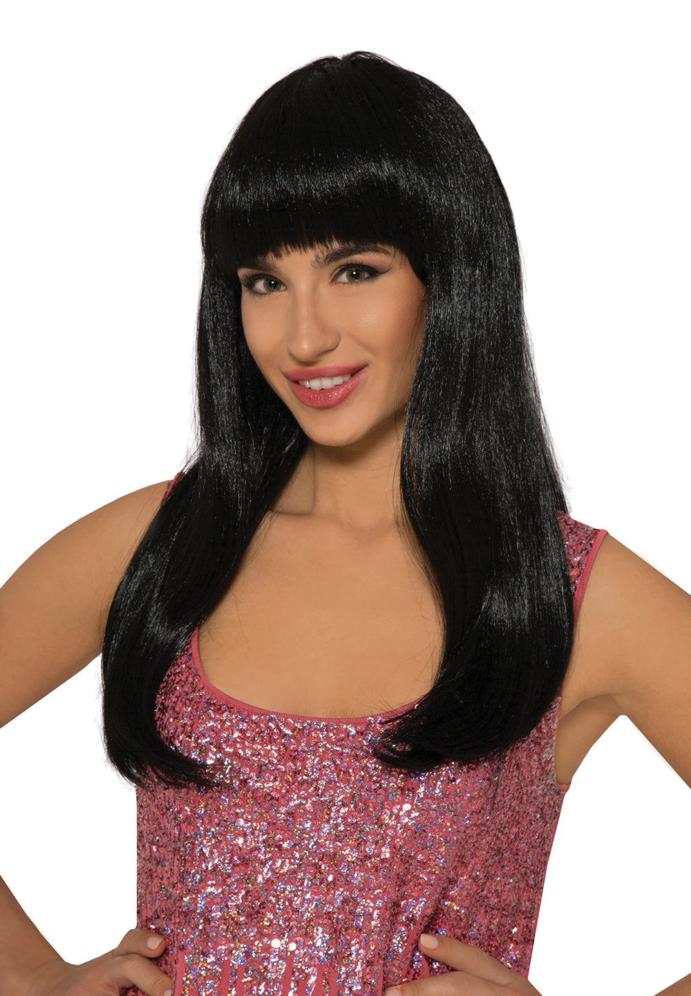 GP4223 – Karnevalsfrisur Lange Haare Gerade Pony – Farbe: Schwarz