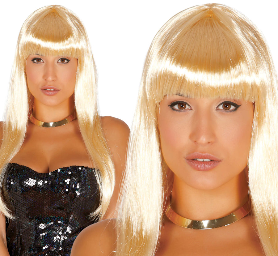 GP4223 – Karnevalsfrisur Lange Haare Gerade Pony – Farbe: Gelb, Ansicht 2