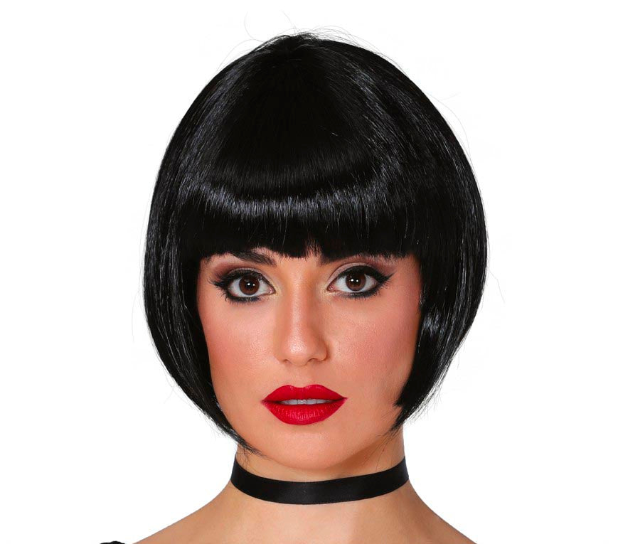 Bob Perücke für Damen schwarz mit Pony