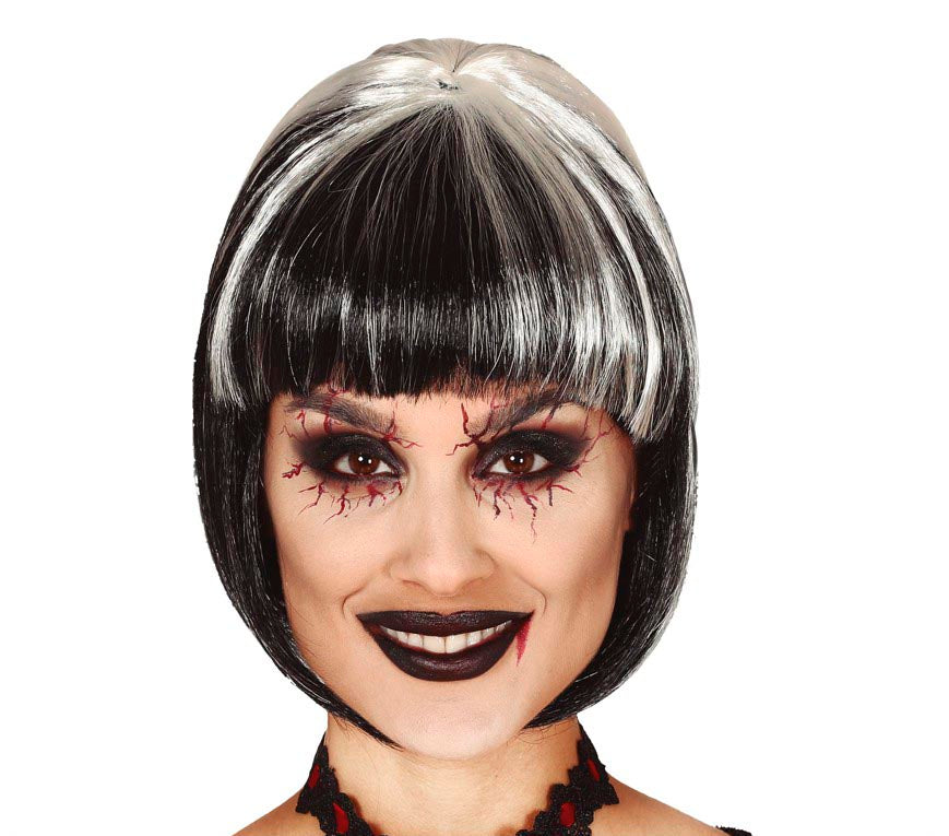 GP4290 – Vampir Bob Perücke Halloween Lila – Farbe: Grau/schwarz, Ansicht 2