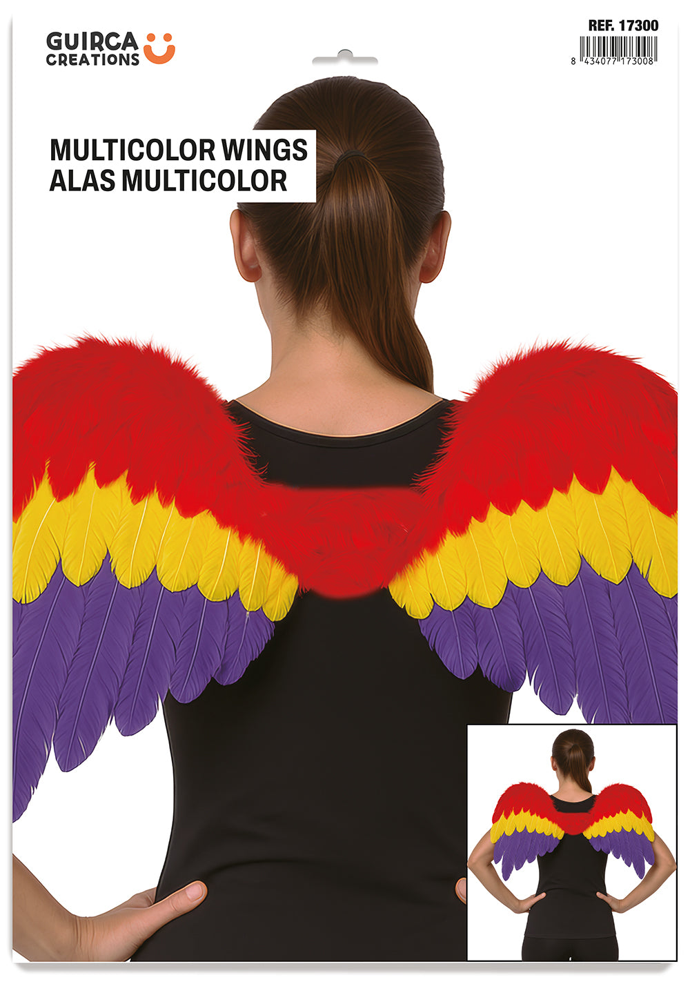GP17300 – Federflügel für Erwachsene 80 x 50 cm bunt – Farbe: Mehrfarbig