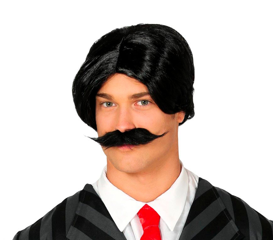 Gentleman Perücke mit Schnurrbart für Herren