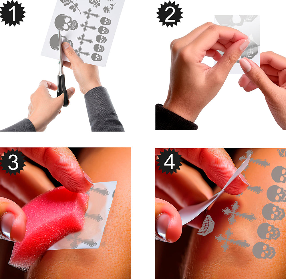 GP15667 – Halloween Tattoos für Erwachsene 15 x 11 cm – Farbe: Silber