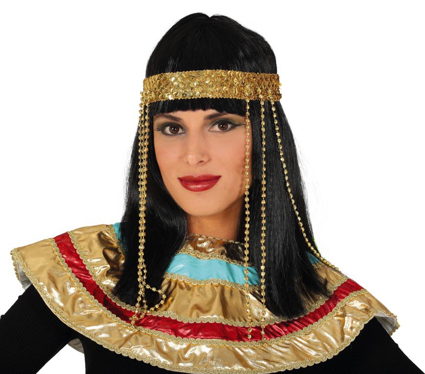 GP4409 – Agyptische Konigin Perucke Goldschmuck – Farbe: Schwarz