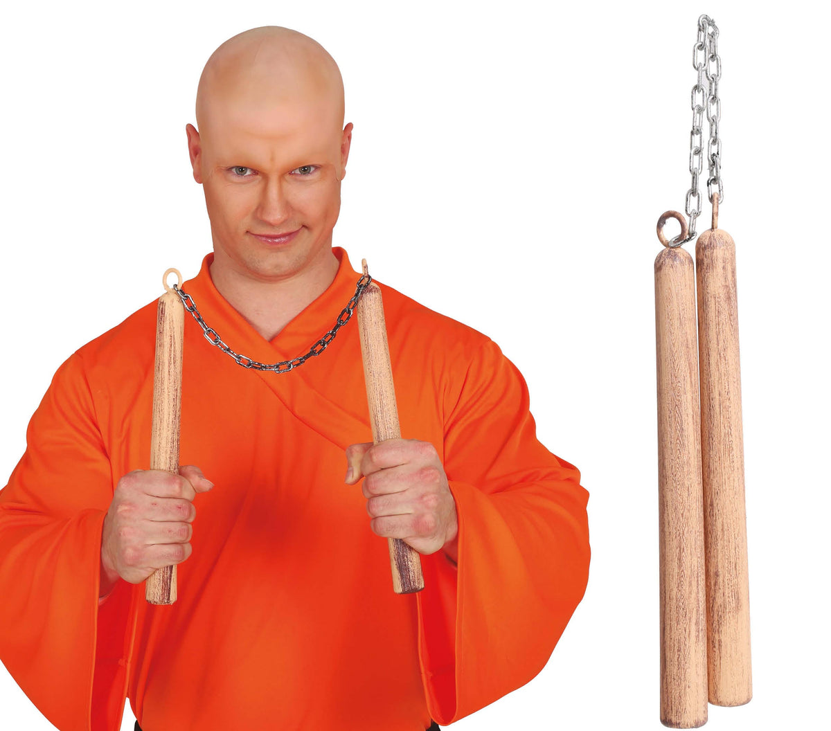 GP18876 – Nunchaku für Erwachsene 30 cm Holzoptik – Farbe: Braun
