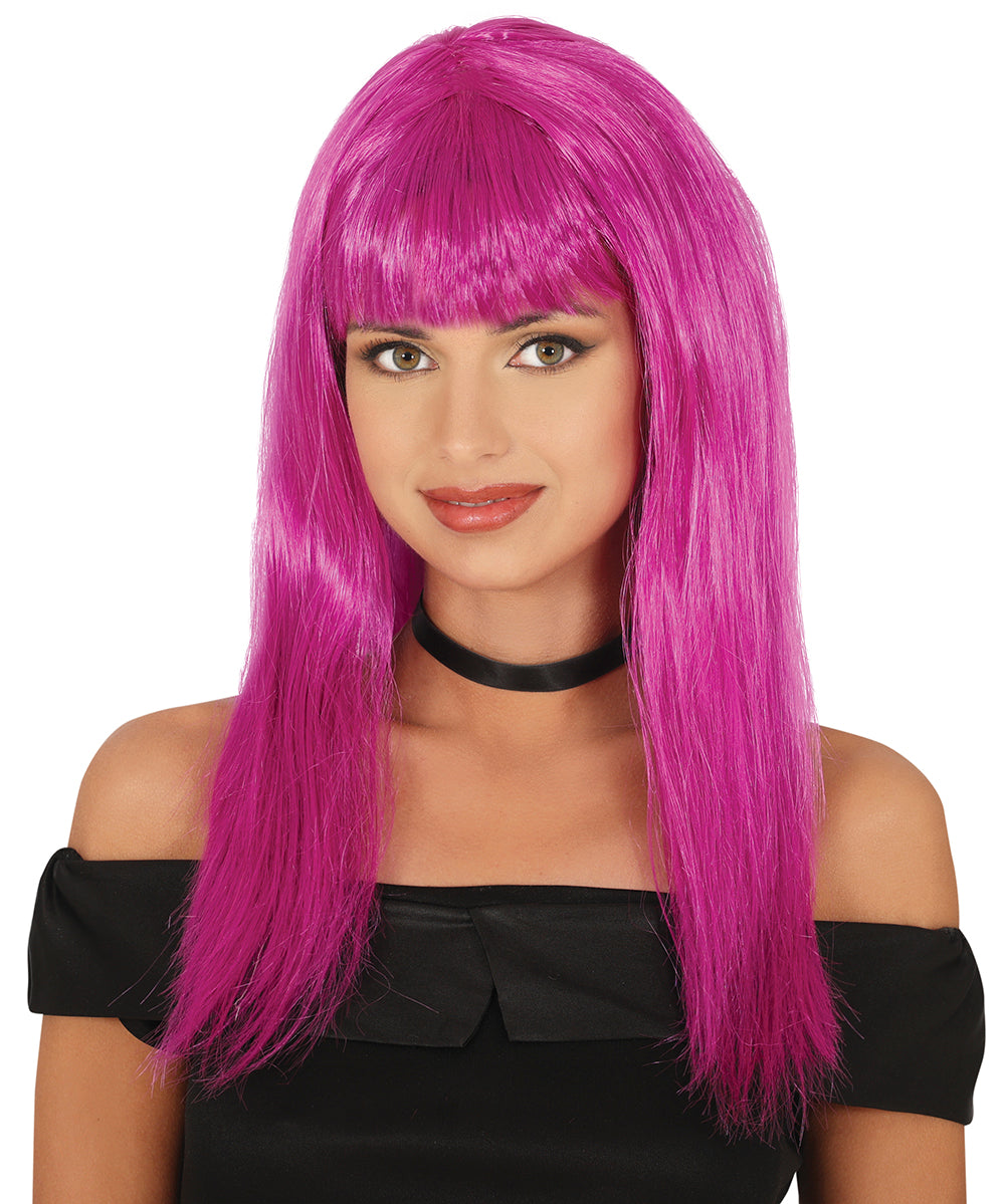 GP4454 – Karneval Bunte Perücke Lang Fasching – Farbe: Lila