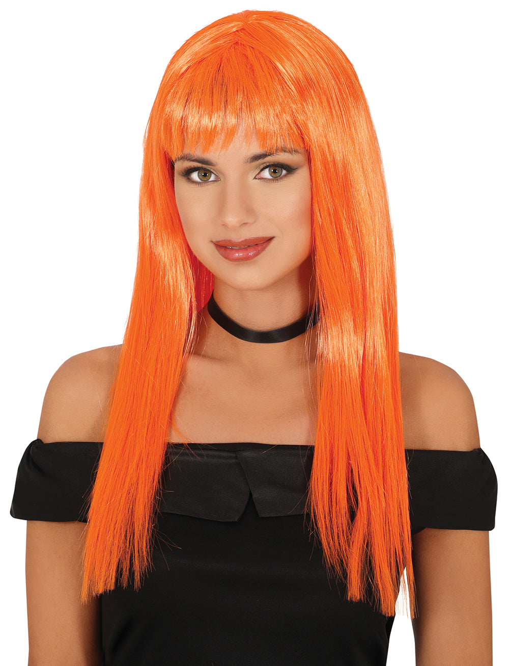 GP4454 – Karneval Bunte Perücke Lang Fasching – Farbe: Orange