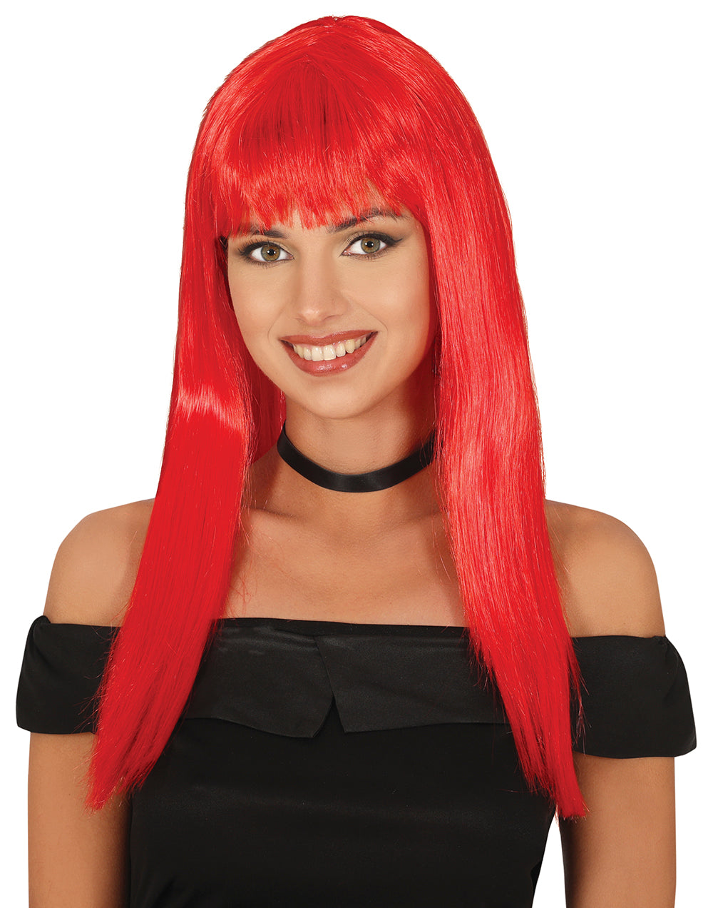 GP4454 – Karneval Bunte Perücke Lang Fasching – Farbe: Rot