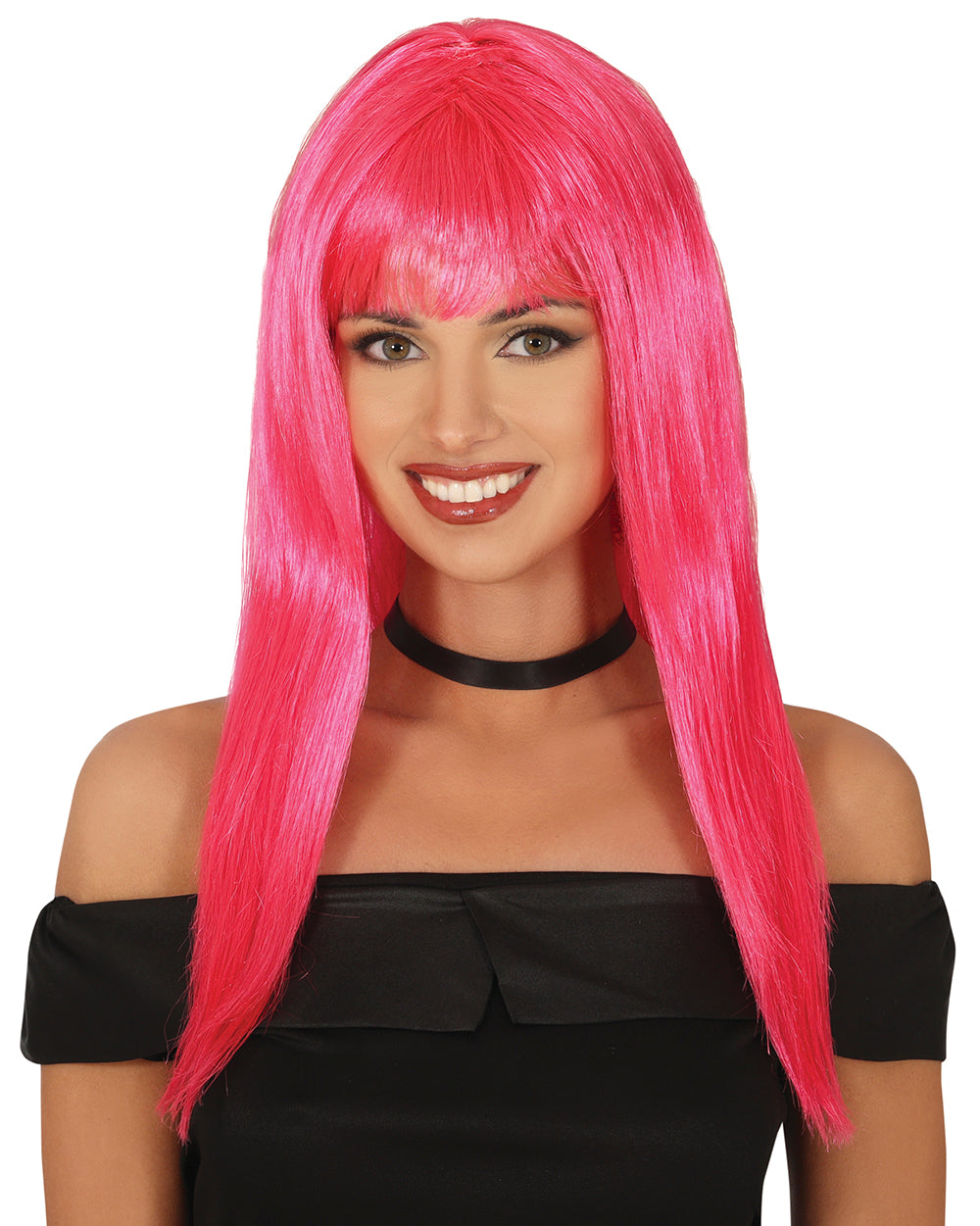 GP4454 – Karneval Bunte Perücke Lang Fasching – Farbe: Pink