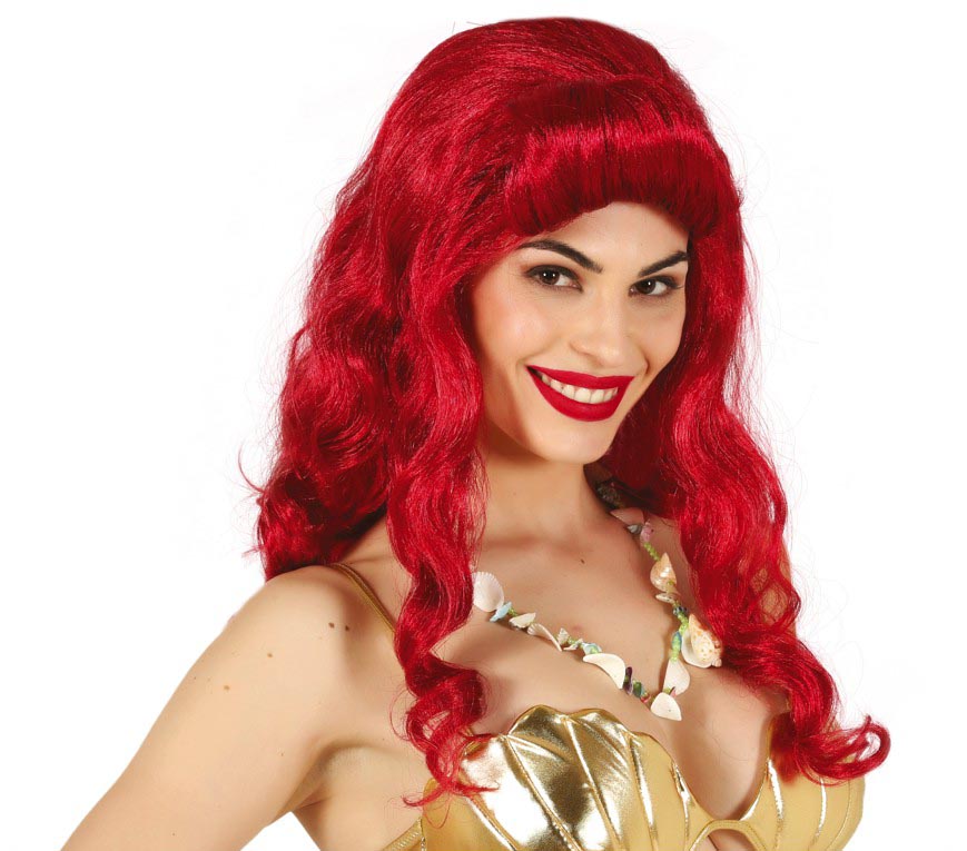 GP4514 – Sirenen Wellenperücke Karneval – Farbe: Rot