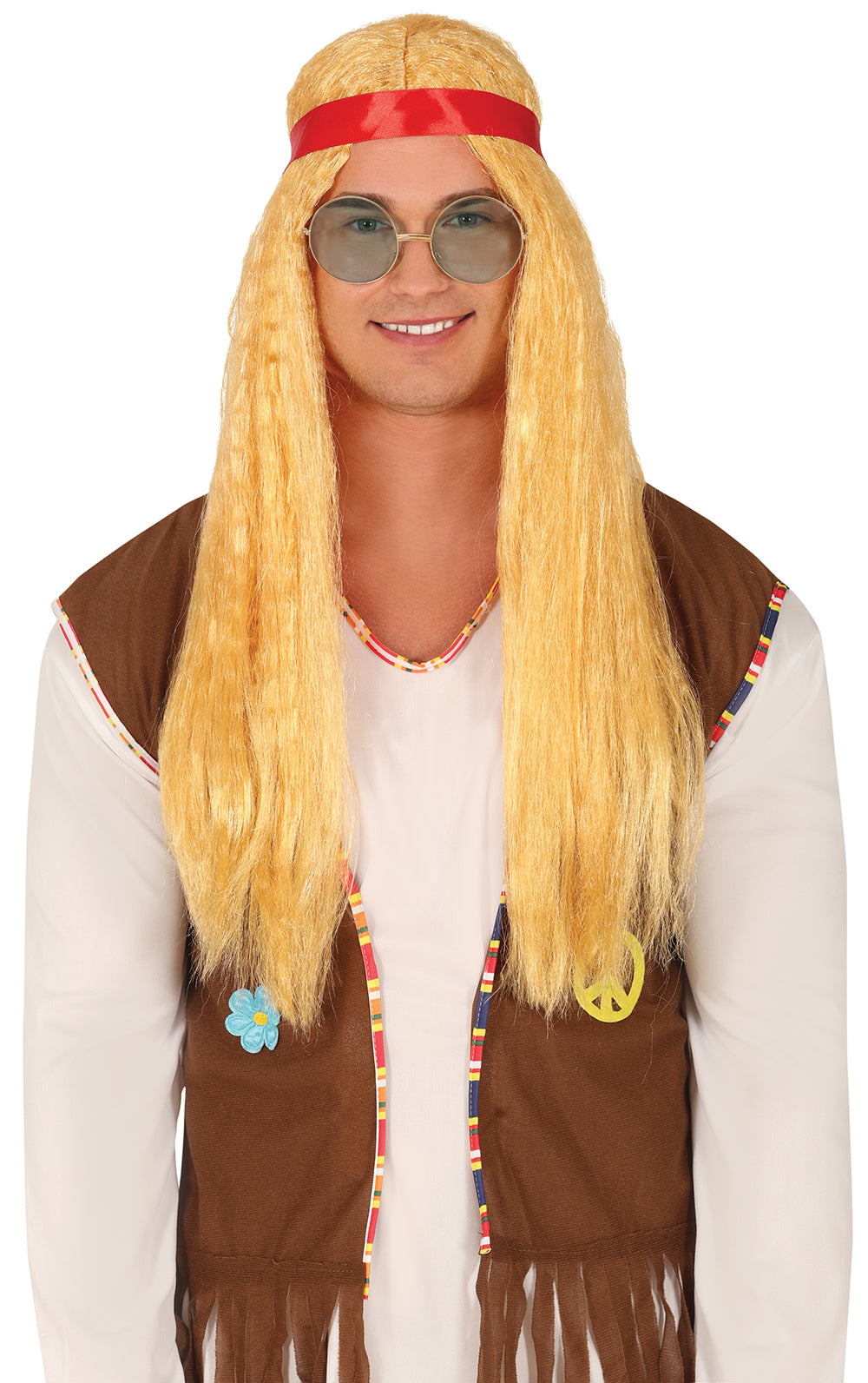 GP4580 – Hippie Langhaar Perücke 60er Jahre Accessoire – Farbe: Gelb