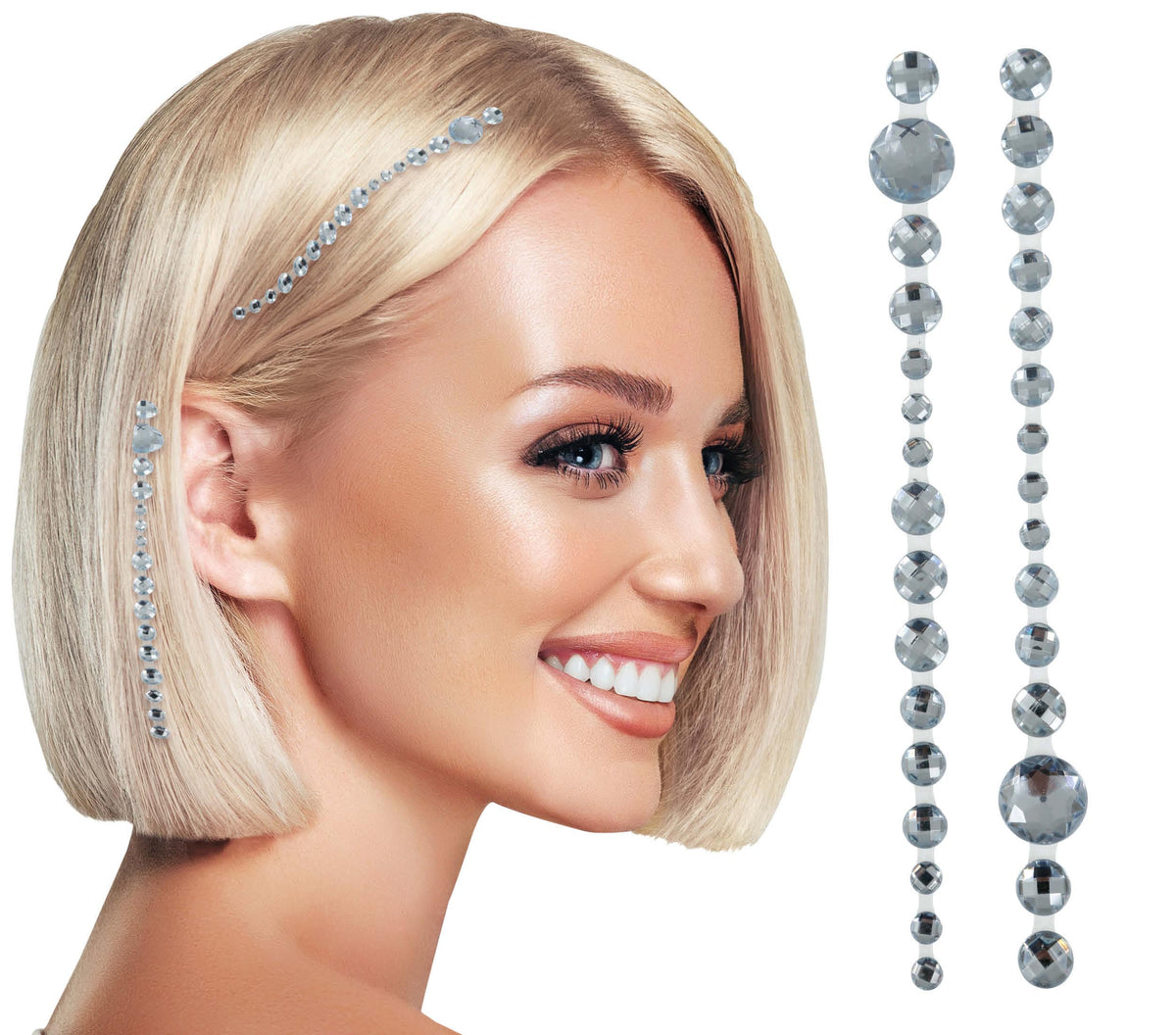 GP15929 – Haar Strasssteine für Damen 13 x 25 cm – Farbe: Silber