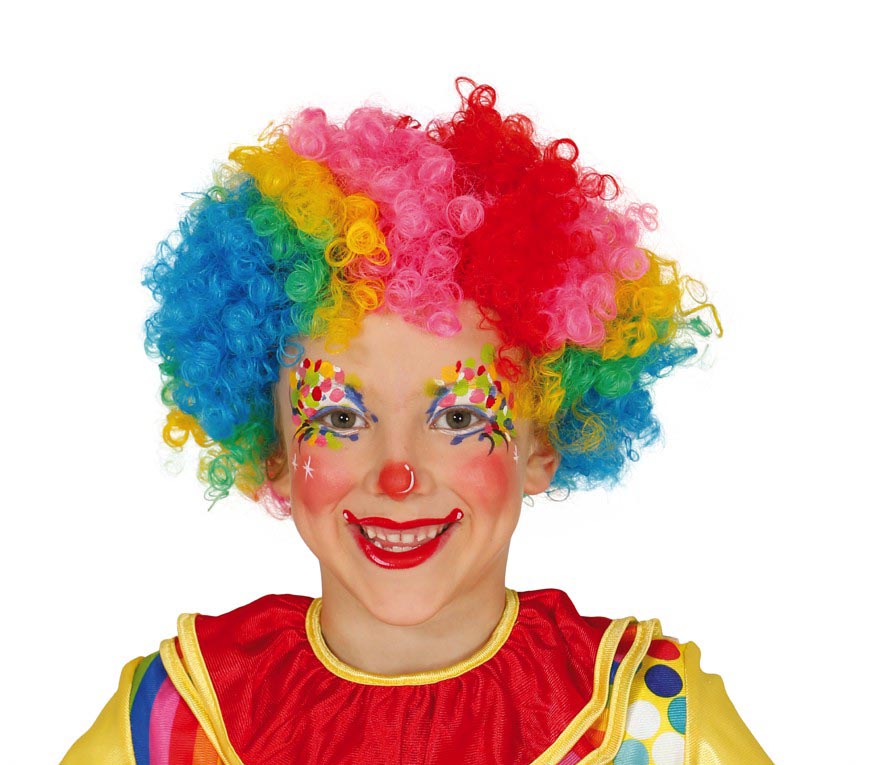 Clown Perücke für Kinder bunt Regenbogen