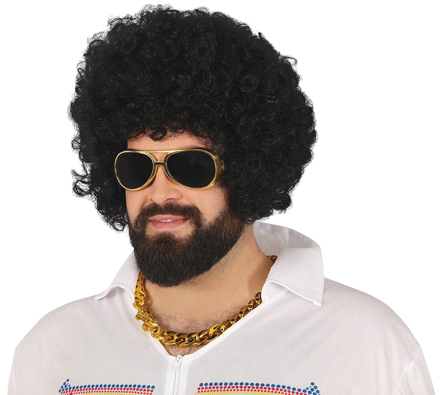 Rockstar Perücke für Herren schwarz Locken