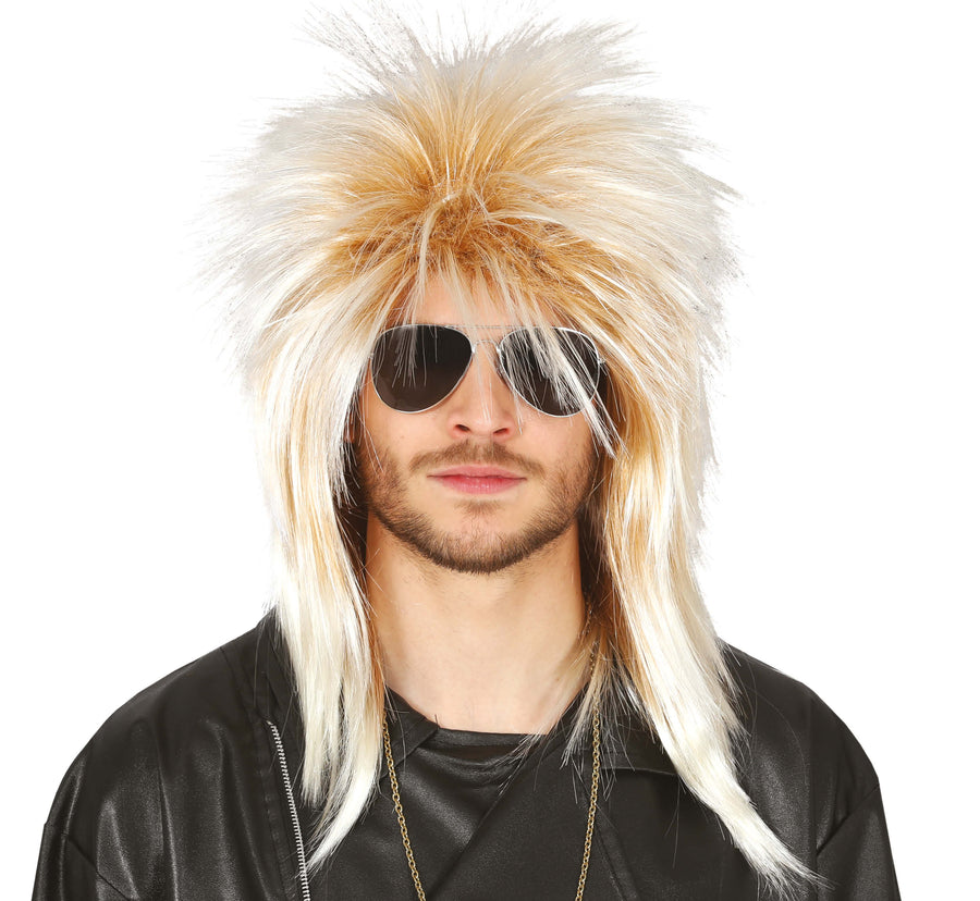 Rocker Perücke für Damen blond Vokuhila