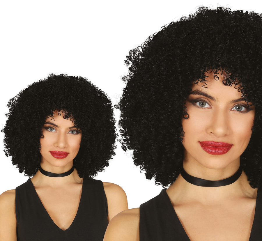 Lockenperücke für Damen schwarz Afro