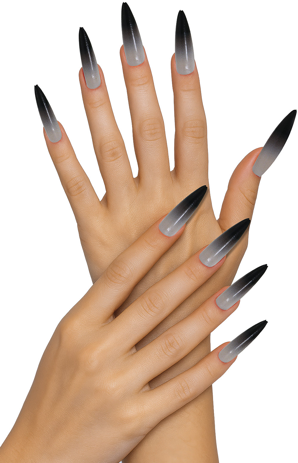 GP15920 – Lange Kunstnägel für Damen Stiletto Gothic – Farbe: Grau-schwarz