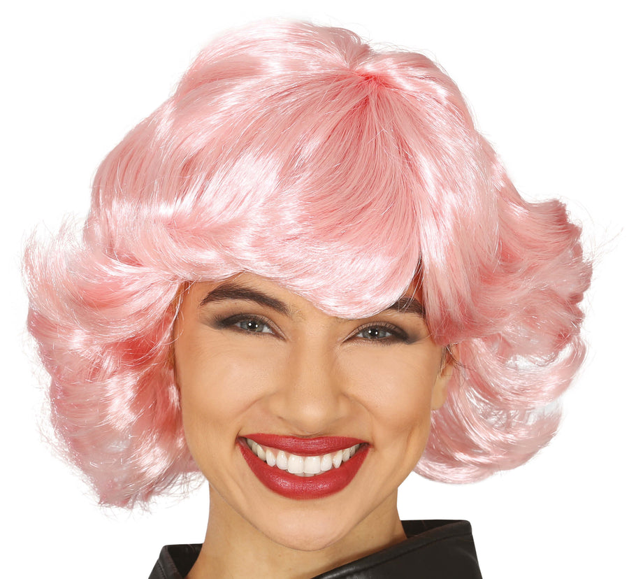 Rockabilly Perücke für Damen rosa 50er Jahre