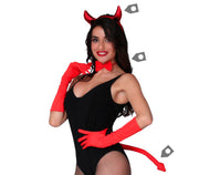 Teufelin Set für Damen rot mit Hörnern, Bild 2