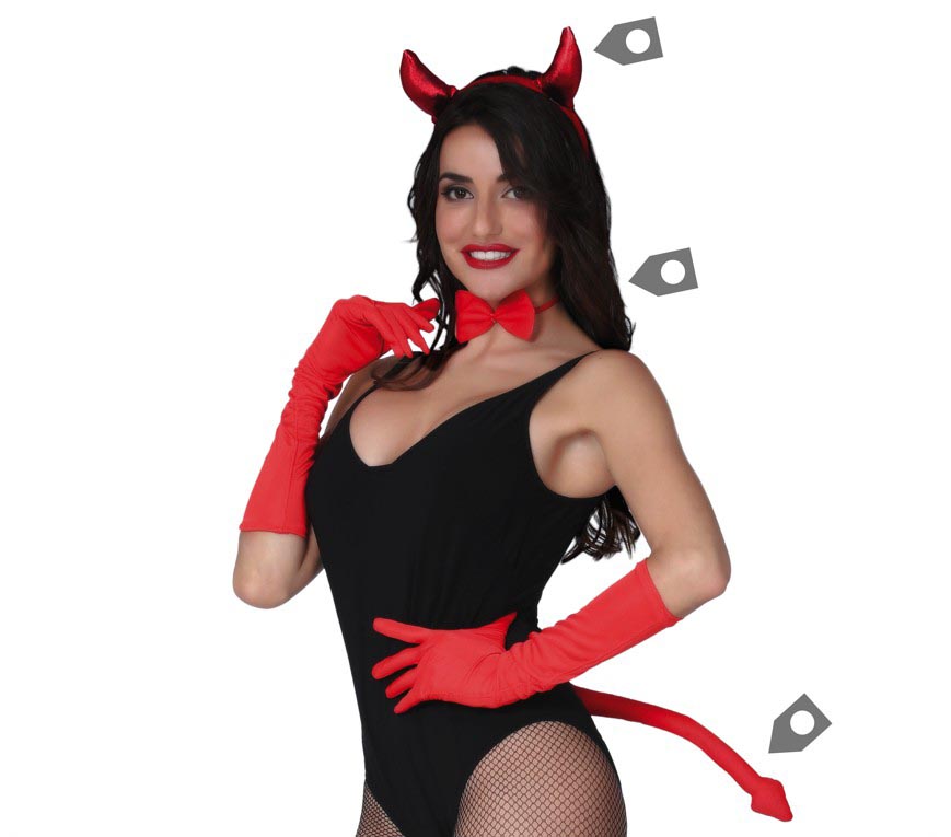 GP16470 – Teufelin Set für Damen rot mit Hörnern – Farbe: Rot, Ansicht 2
