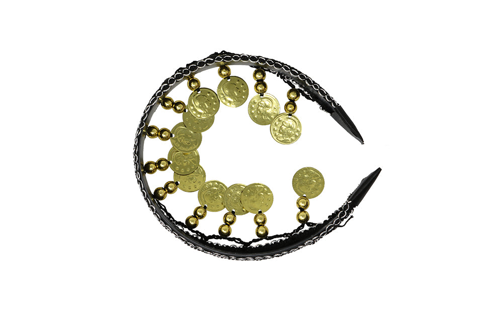 GP13770 – Münzen Haarreif für Damen mit Goldmünzen – Farbe: Schwarz / Gold