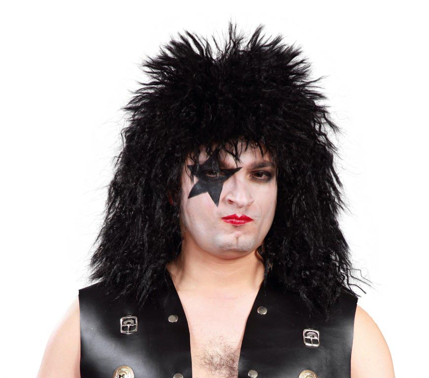 Rocker Perücke für Herren schwarz