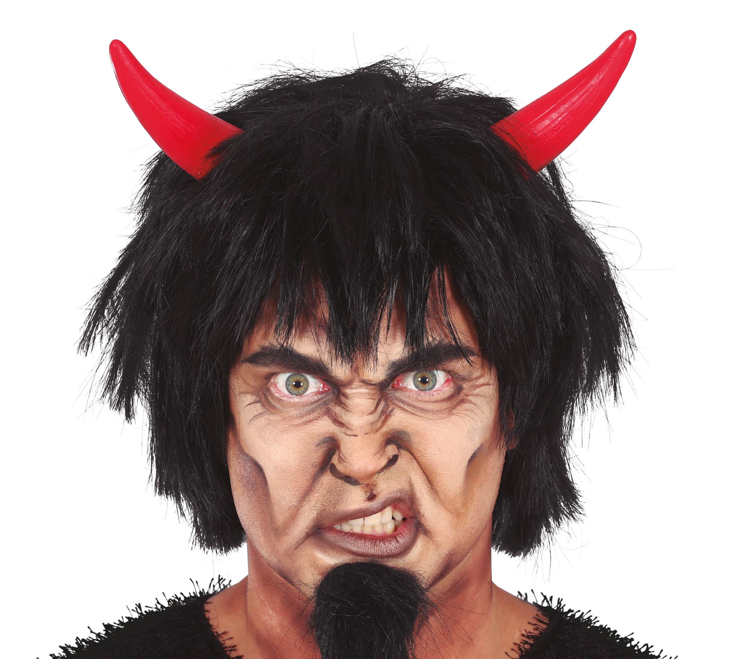 GP48002 – Dämon Halloween Perücke Schwarzes Haar – Farbe: Schwarz