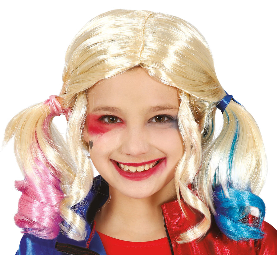 Harlekin Zopfperücke für Mädchen blond