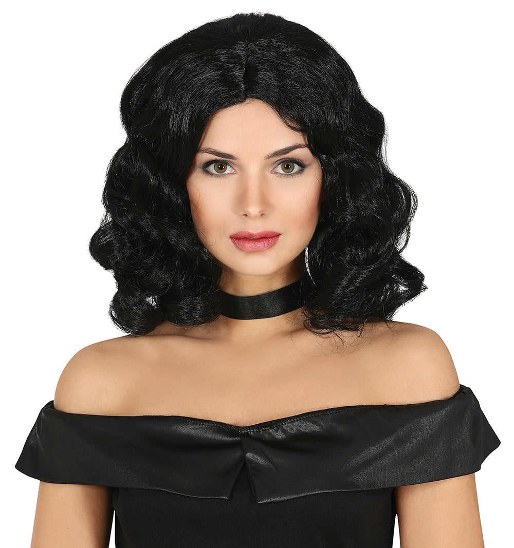 GP48044 – 90's Glamour Schwarz Gewellte Party – Farbe: Schwarz